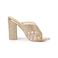 thumbnail image 3 of BLISSFUL STEP Women's High Chunky Heel Open Toe Sandals gold 7, 3 of 8
