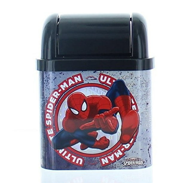Marvel Spiderman Metal Desktop Trash Can, Black