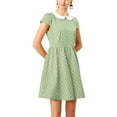 thumbnail image 2 of INSPIRAR CHIC Vestido A-Line de Mujer con Cuello Peter Pan, por encima de la rodilla, con cremallera oculta en la parte posterior, talla XL, color verde, 2 of 7