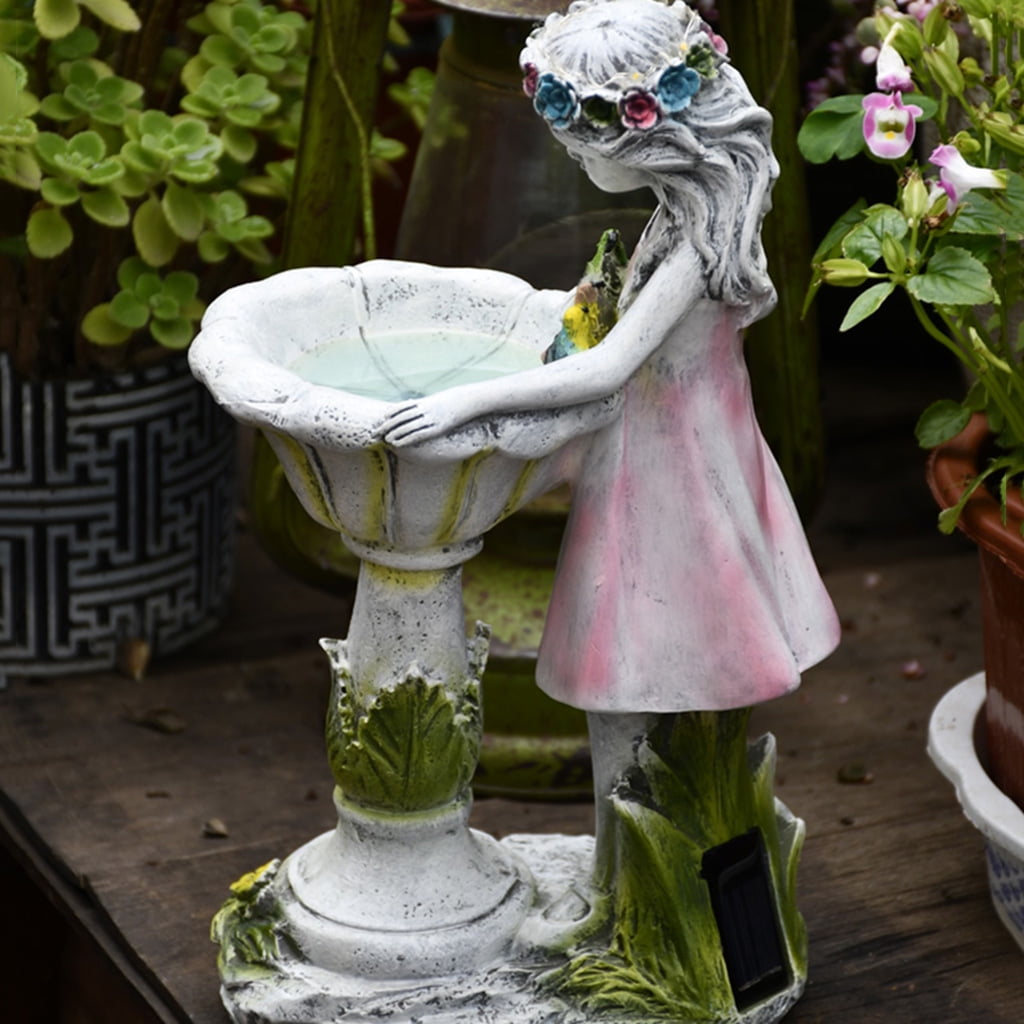 Garden Fairy Angel Statue Resin Craft Landscaping Figurine Sculpture with Solar LED Light Outdoor Decorations