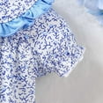 thumbnail image 6 of MEZZALL Girls Short Sleeve Floral Prints Romper Ruffles Bodysuits Clothes, Blue, 12-18 Months, 6 of 6