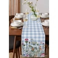 thumbnail image 2 of Spring Floral Burlap Cotton Table Runner 13x48 Inches Long, Blue Plaid Botanical Flowers Butterfly Farmhouse Table Runners, Outdoor Dining Tablecloths Decor for Baby Shower/Party/Wedding, 2 of 6