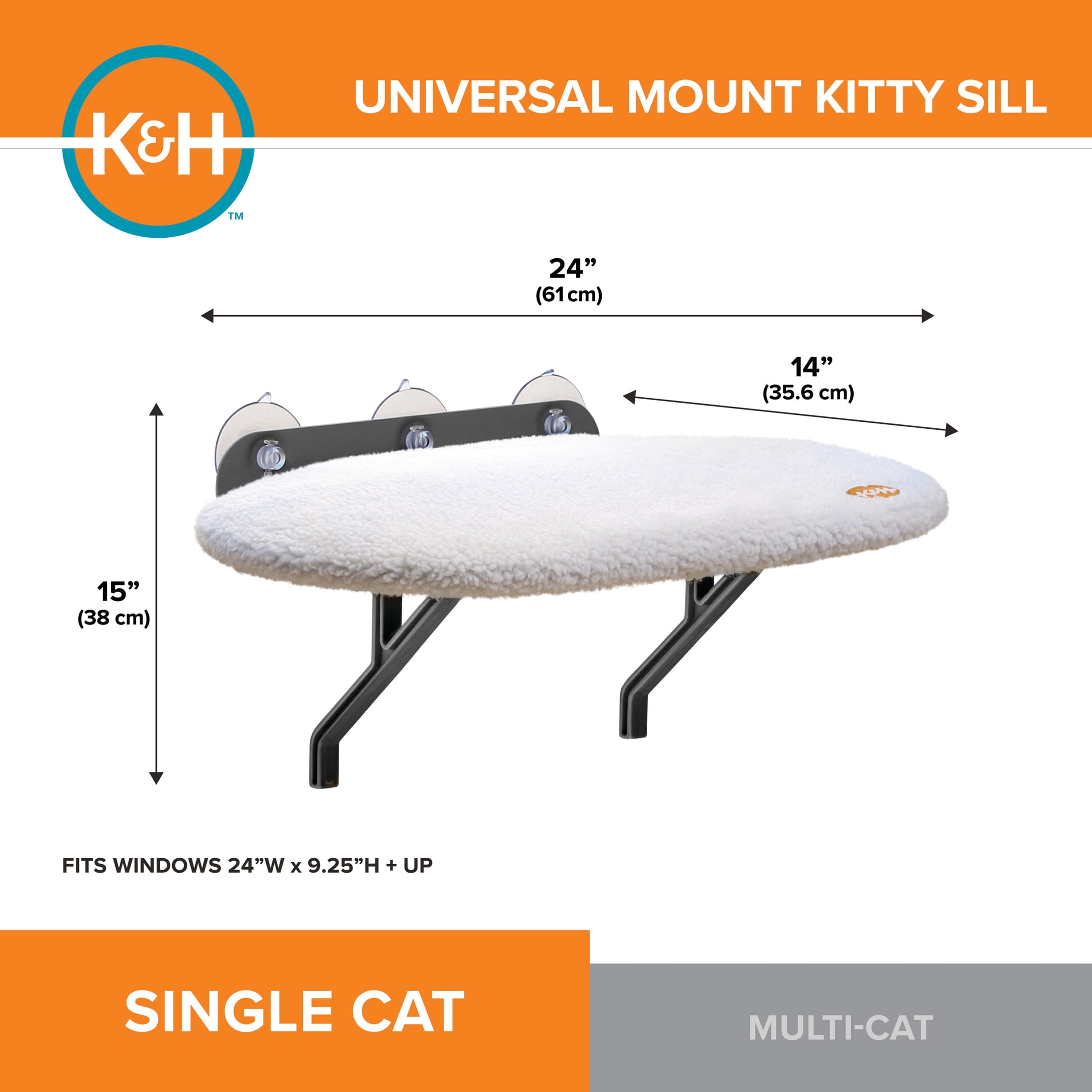 K&H Pet Products Universal Mount Kitty Sill Original Fleece 24 X 14 Inches