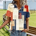 thumbnail image 6 of Women's Graphic Short Sleeve Button-Down Shirt - Collared Casual Print Blouse Tops for Summer & Everyday Wear Linen Tops For Women, 6 of 6