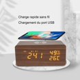 thumbnail image 2 of Reloj despertador digital, reloj despertador digital con carga inalámbrica, reloj digital LED Reloj despertador digital con temperatura/puerto de carga USB (marrón) ER, 2 of 5