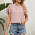 thumbnail image 2 of B91xZ Tunique Femme Ample Légère Henley Manches Courtes Été, Rouge TG, 2 of 4