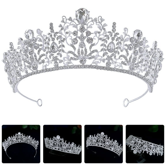 FRCOLOR Elegant Bridal Tiara with Rhinestone Decoration for Special Occasions Lightweight and Comfortable Silver