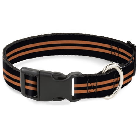 Buckle-Down Pet Collar Dog Collar Plastic Buckle Stripe Black Orange 9.5 to 14.5 Inches 0.5 Inch Wide