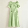 thumbnail image 3 of Bosfbaoi Dresses for Women Casual Flowy A-Line Dress Square Neck Short Sleeve Maxi Womens Dresses with Pockets Summer Dresses for Women 2026, 3 of 8