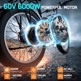thumbnail image 4 of FENGQS 6000W Dual Motor Electric Bike for Adults, Up to 50MPH, 60V 1200Wh Battery, Full Suspension, Hydraulic Disc Brakes-(White), 4 of 10