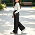thumbnail image 3 of vzibsiv Boys Girls Sweatpants Wide Leg Fleece Lined Elastic Waist Pants with Pockets School Casual Trousers Black 14-15Y, 3 of 7