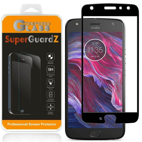 For Motorola Moto X4 - SuperGuardZ [FULL COVER] Tempered Glass Screen Protector [Anti-Scratch, Anti-Bubble]   4-in-1 LED Stylus Pen