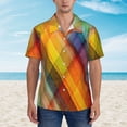 thumbnail image 4 of Bixox Men's Hawaiian Shirts Men's Abstract Watercolors Tartan Print Short-Sleeve Shirt-Large, 4 of 8