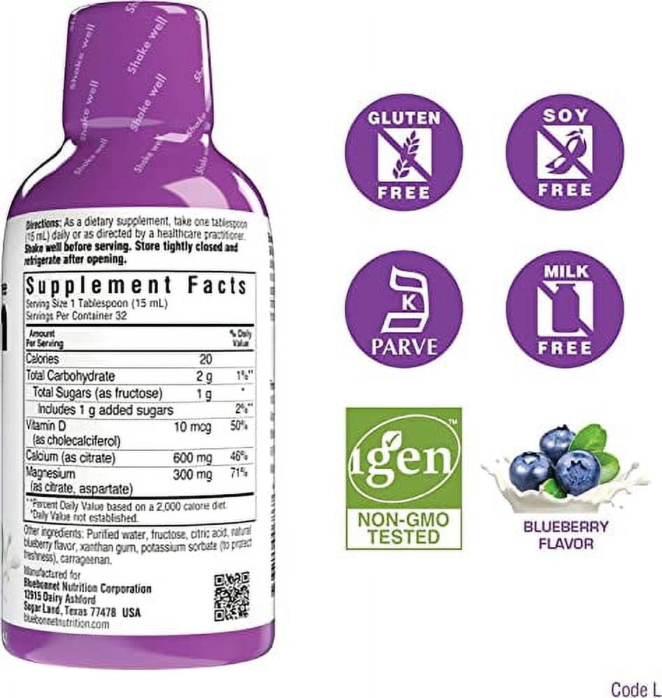 Bluebonnet Liquid Calcium Citrate Magnesium Citrate Bundle 16 Fl Oz Each