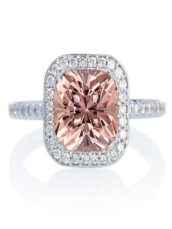 Jeenjewels 1 5 Carat Cushion Cut Classic Morganite And Diamond