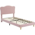 thumbnail image 2 of Historyli Twin Size Bed Frames with Adjustable Headboard,Modern Upholstered Platform Bed Frame with Sturdy Wood Slats,No Box Spring Needed,Easy Assembly,Pink, 2 of 7