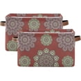 thumbnail image 2 of GZHJMY Storage Basket Mandala Flower Dark Red Foldable Canvas Laundry Baskets Bin Waterproof Inner Layer with Sturdy Handles for Toy Nursery Blanket Clothes 2 Pack, 2 of 7