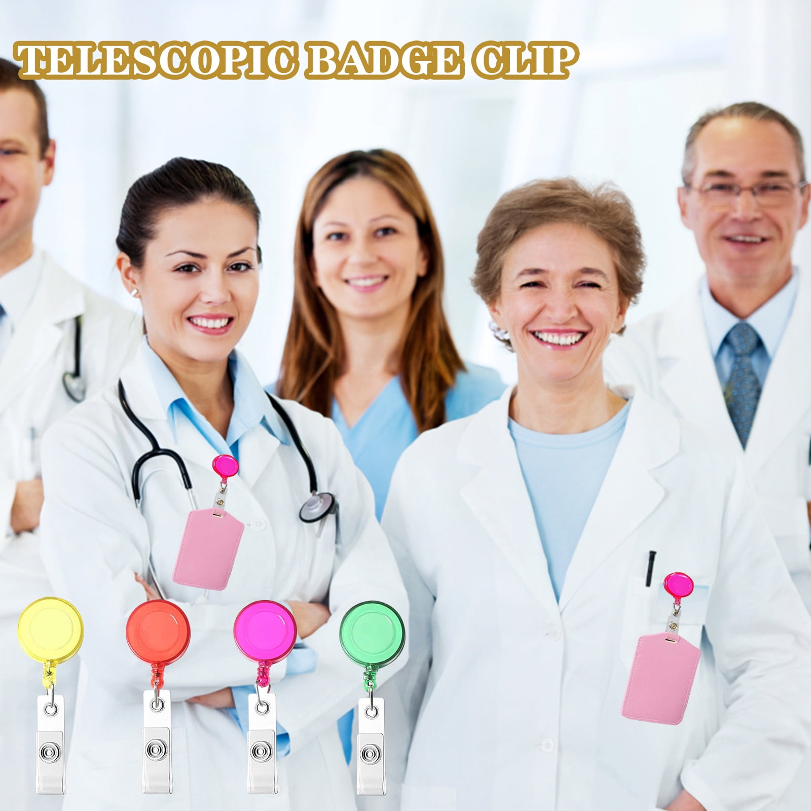 5 Packs 10PCS Retractable Badge Holder with Vaccination Card Clip for Nurses Teachers Security ID Card Holder Reel Spring Belt Clip Badge Reel for Work FAA Medical Staff Outdoor Sports Lovers