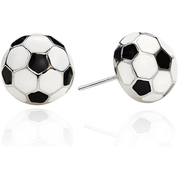 Sterling Silver Stud Earrings, Sports Easter Basket Stuffers for Teen Hypoallergenic Soccer Sport Earrings for Mom as Sports Fan Senior Night Gifts