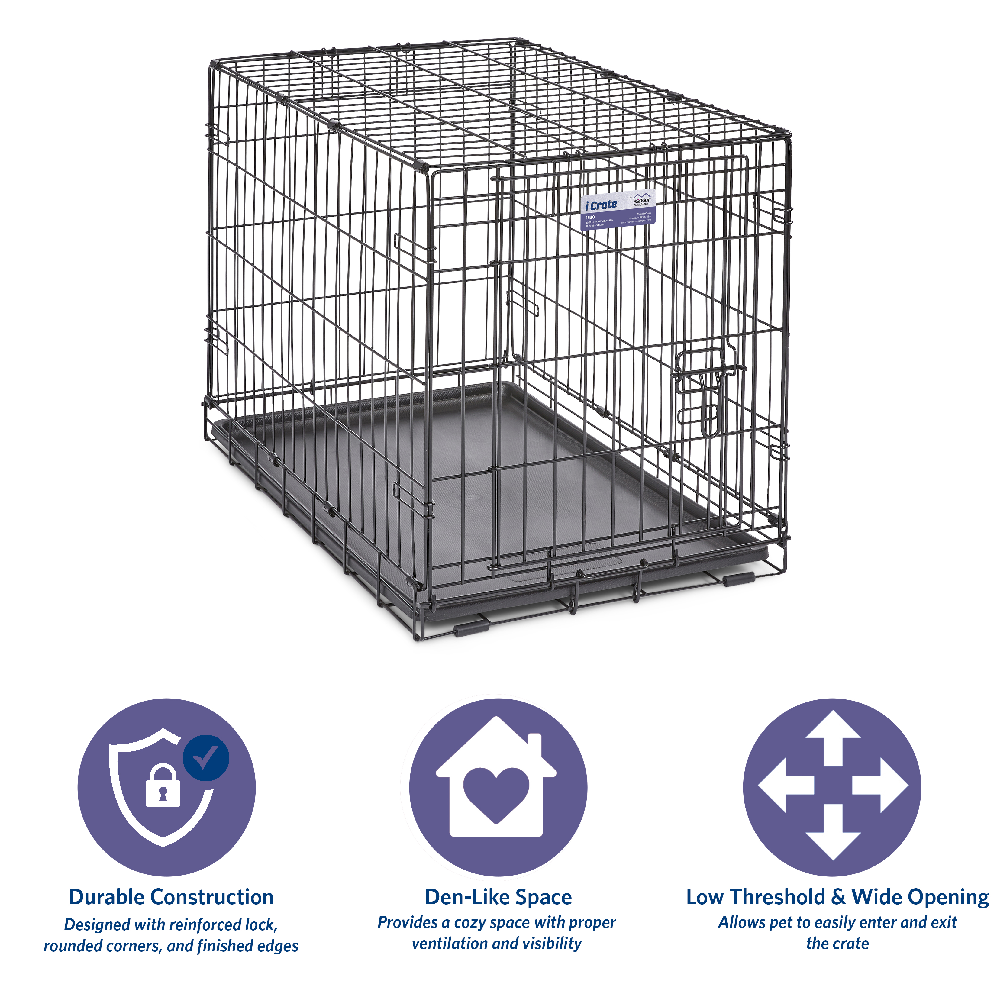 MidWest Homes For Pets Single Door iCrate Metal Dog Crate, 30" - image 3 of 8