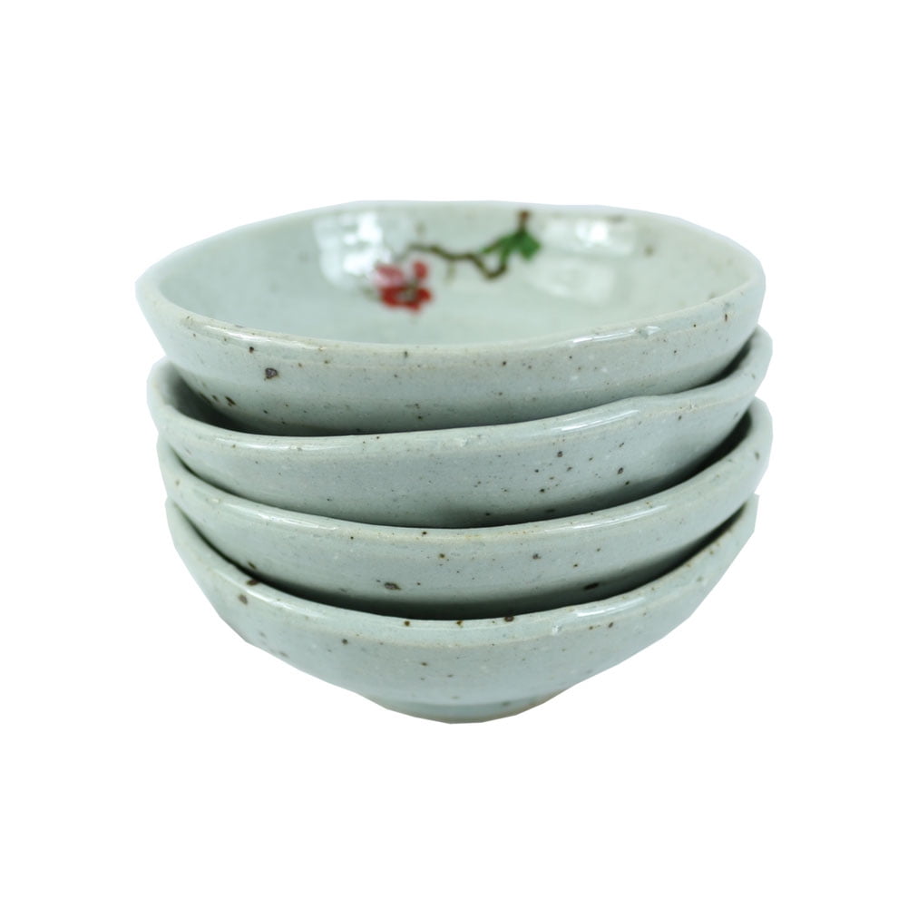 3.75 in Handmade Condiment Relish Dish Glazed Ceramic Dip Saucer Sauce Tray The Elixir Eco Green Set of 4