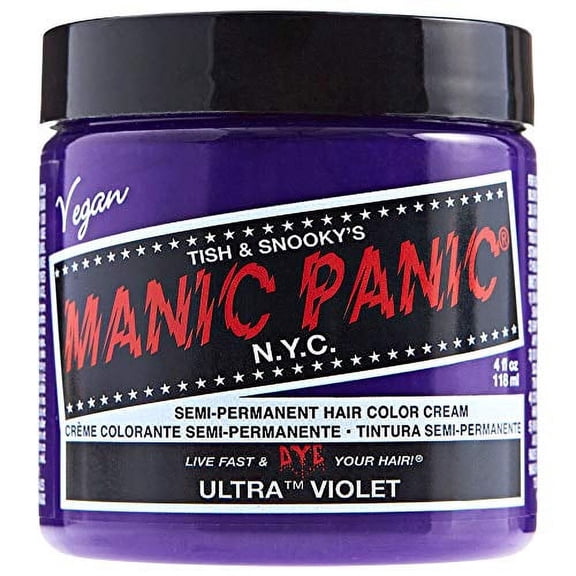 MANIC PANIC CLASSIC Semi-Permanent HAIR COLOR Cream N.Y.C. (w/Sleek Tint Brush) Tish & Snooky's VEGAN High Voltage Haircolor Dye 4 oz / 118 ml (After Midnight Blue)