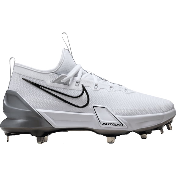 Nike Men's Force Zoom Trout 9 Elite Metal Baseball Cleats, White/Metallic Silver/Black, 7, Medium/D