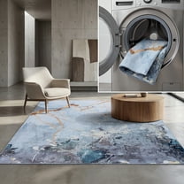 SAFAVIEH Tacoma Louella Traditional Machine Washable Area Rug, Grey/Beige, 4' x 6'