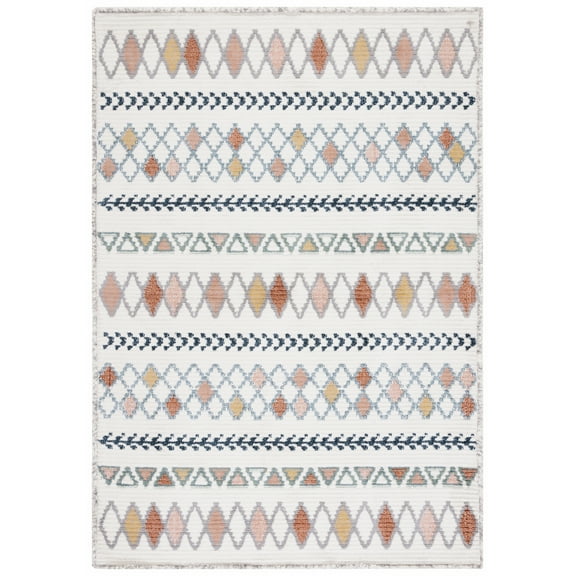 SAFAVIEH Marrakesh Madelyn Southwestern Polyester Area Rug, Ivory/Multi, 8' x 10'