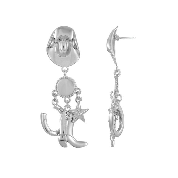 Packed Party Women's Silver Spur Cowgirl Earrings, 1 Pair