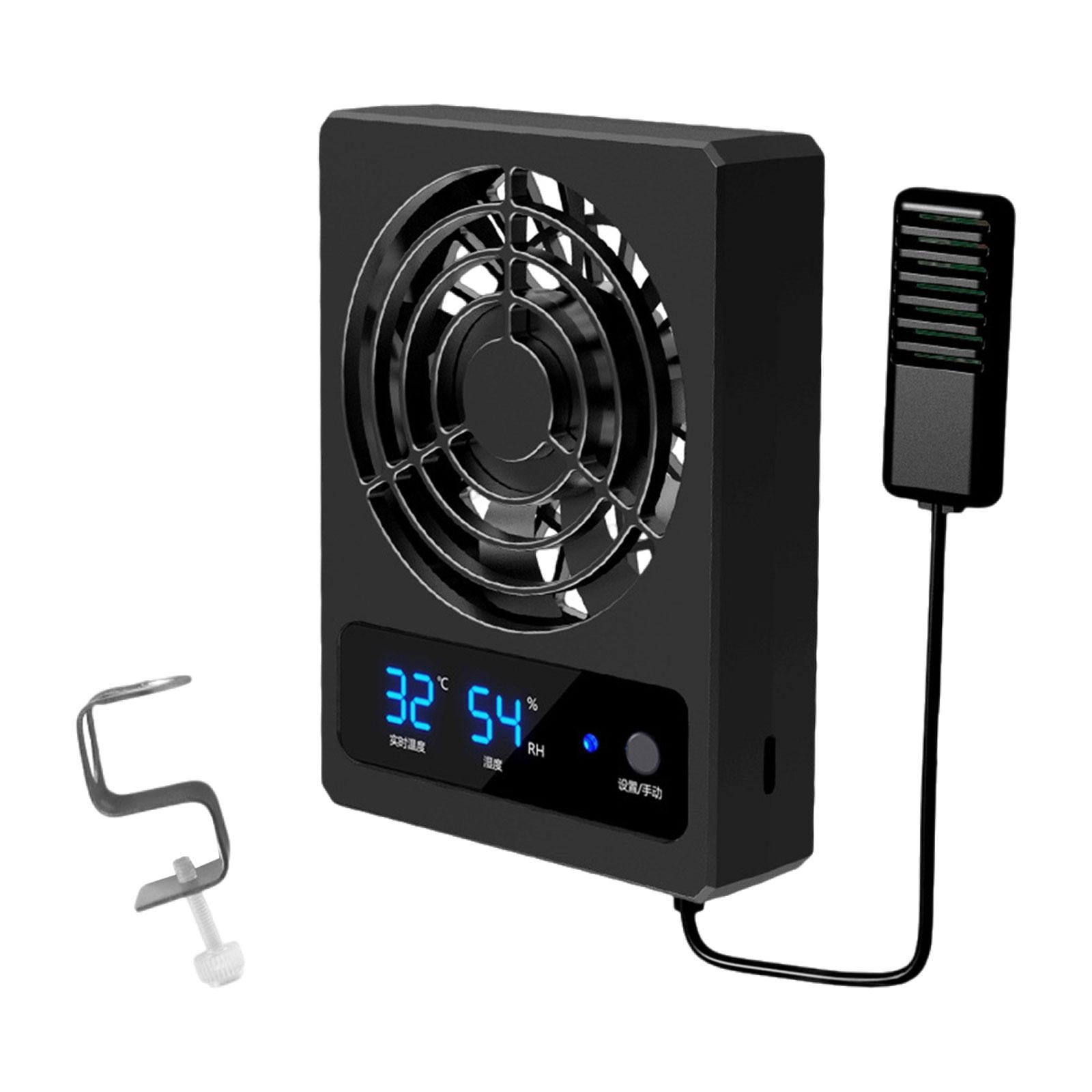 Fzaqwen Reptile Ventilation Fan Quiet Fan Thermometer and Humidity Gauge for Pet Rearing Celsius