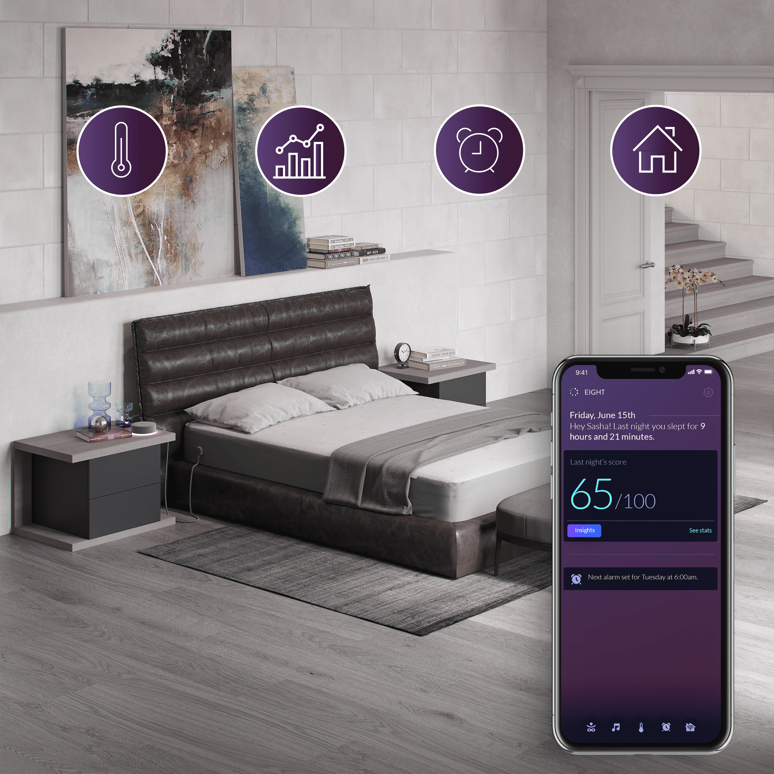 Eight Mars Hybrid Smart Mattress with Sleep Tracking and Temperature