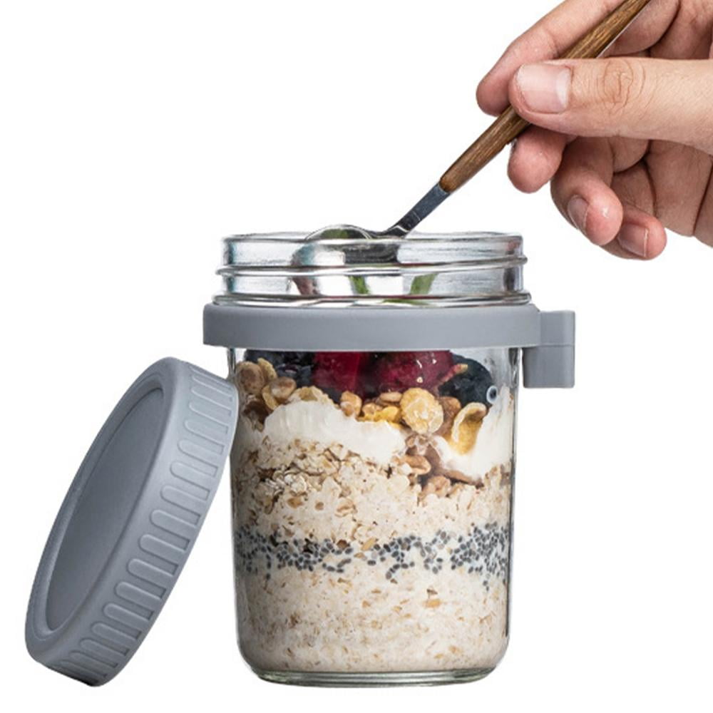 Tohuu Overnight Oatmeal Container Oatmeal Glass Jars With Lid And Spoon  Wide Mouth Mason Jars With Lid And Spoon 10 Oz Cereal Milk Vegetable Fruit  Salad Storage Jar very well 