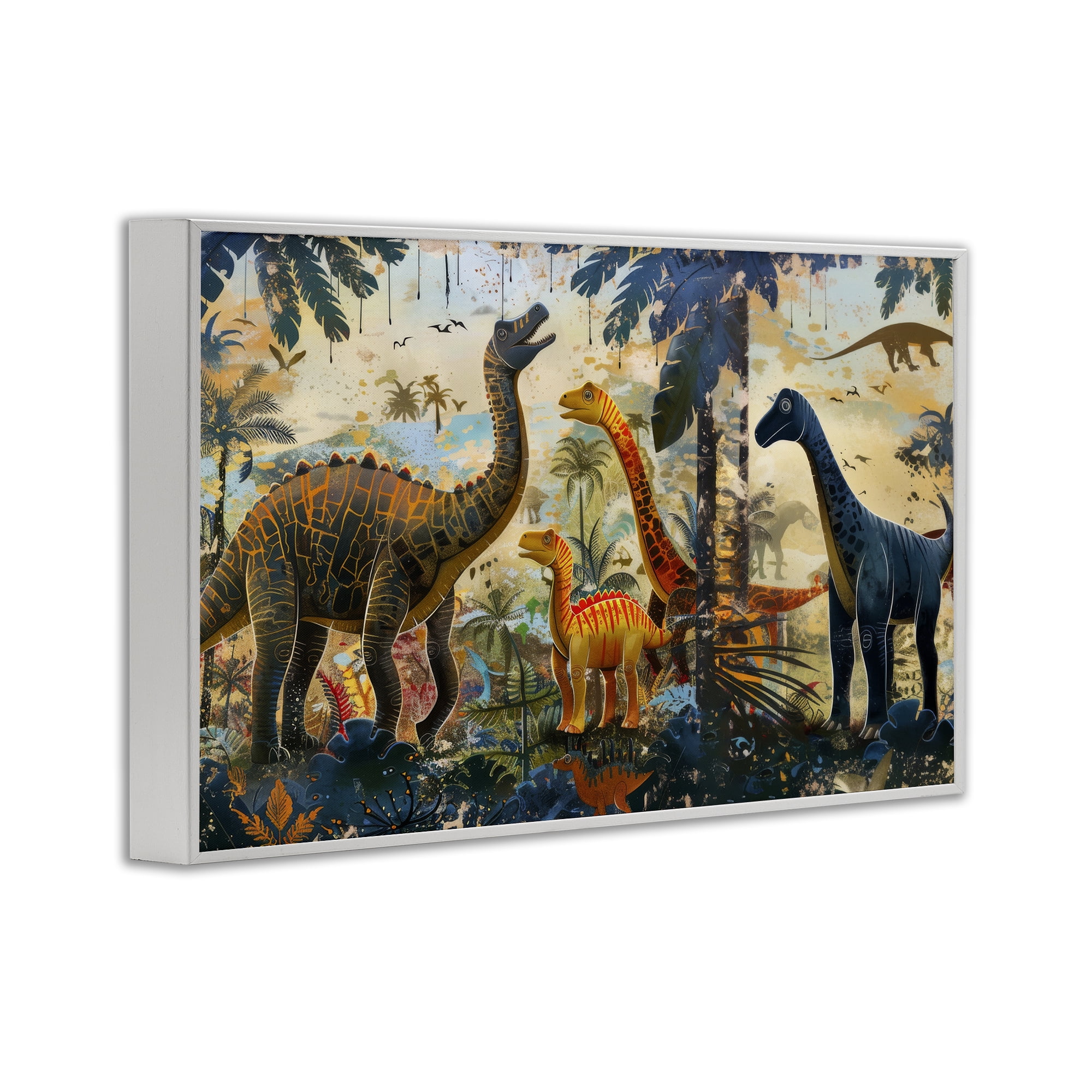 Stupell Industries Jurassic Journey in Nature White Framed Giclee Art, design by Lazar Studio