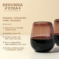 thumbnail image 3 of Segunda Vida Rosado Stemless Wine Glasses, Made in Mexico, 13oz Set of 2, 3 of 7
