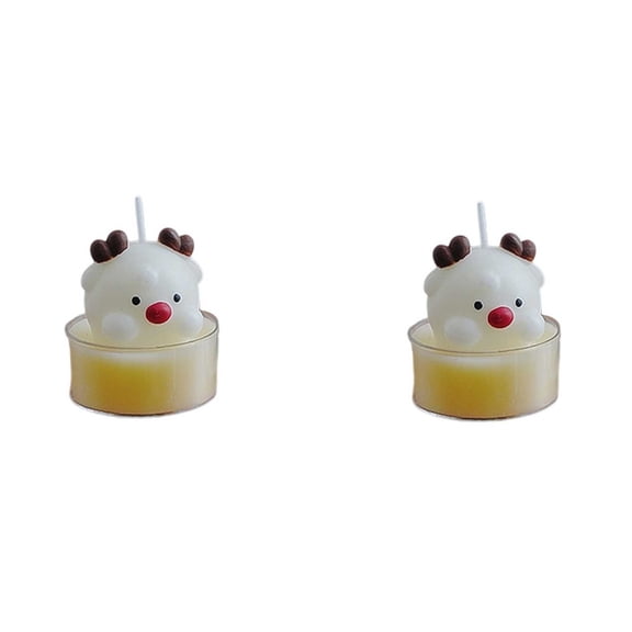 SLYNSHome 2Pcs Christmas Candles Gifts for Women,Cute Santa Claus Deer Scented Tea Light Candles Soy Wax Aromatherapy Candles for Home Christmas Gift