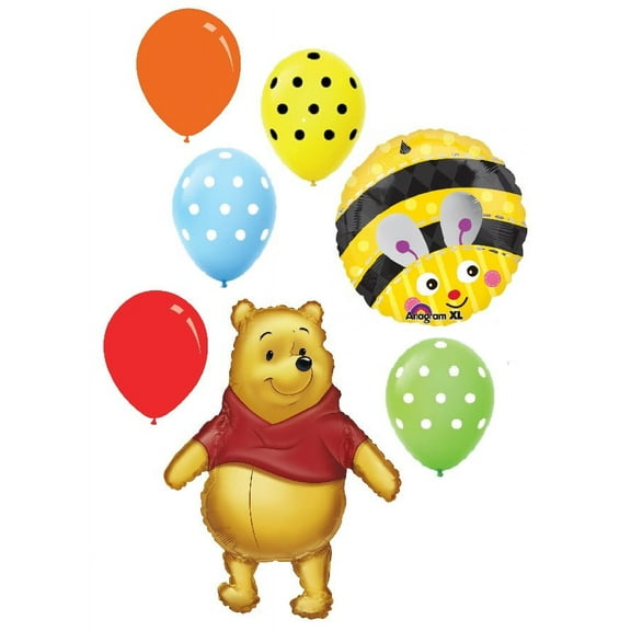 7 pc Winnie the Pooh Big as Life Balloon Bouquet Party Decoration Disney Baby