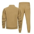 thumbnail image 3 of VBTAPA Track Suits for Men 2 Piece Striped Casual Sweatsuit Zip Up Long Sleeve Jacket Drawstring Jogger Pants Matching Sets Jogging Running Athletic Outfits Khaki M, 3 of 8