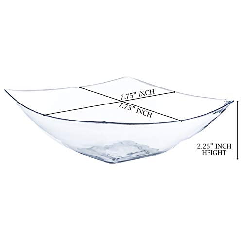 Medium Plastic Elegant White Pack of 4 Plasticpro Disposable 32 ounce Square Serving Bowls Party Snack or Salad Bowl 