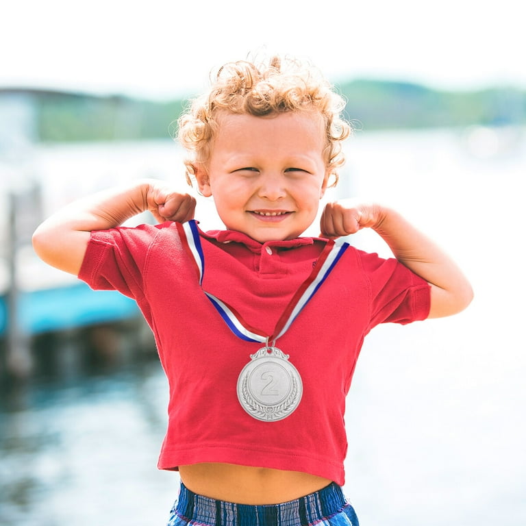 3PCS Metal Award Medals with Neck Ribbon Gold Silver Bronze Style for  Sports Academics or Any Competition Diameter 5.1CM Small Wheat Pattern 123  