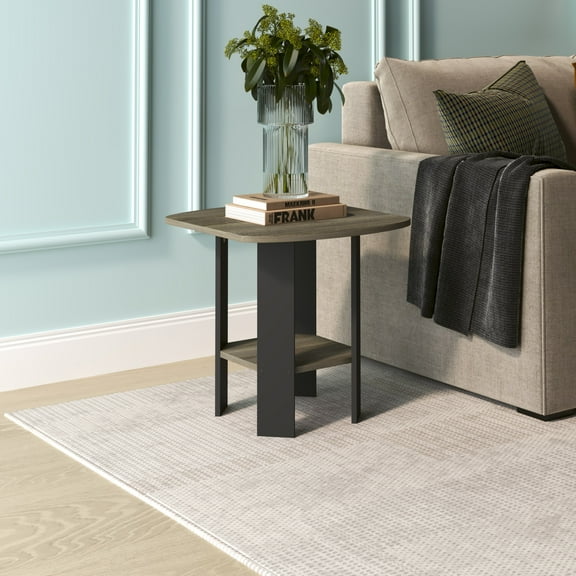 HOMLUX 20" x 20" x 20" Nightstand Modern Bedside Table with Shelf, Black & Gray