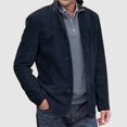 thumbnail image 2 of Fgnfyis Mens Jacket Fall Winter Wool Blend Coat Overcoat Classic Retro Casual Long Sleeve Outerwear Winter Coats for Men Dark Blue S, 2 of 5