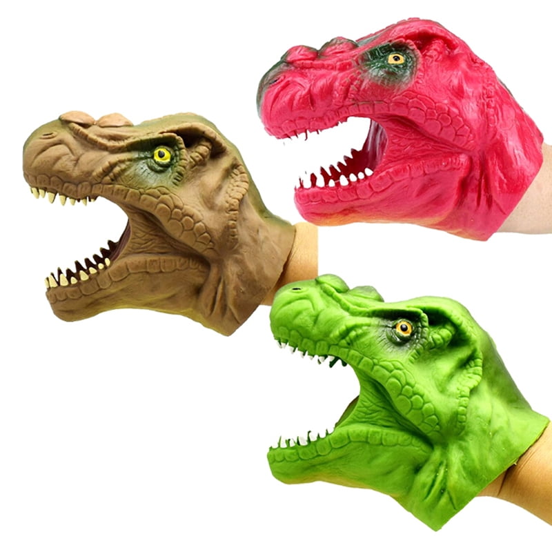 Soft vinyl TPR dinosaur hand puppet animal head hand puppets kids Toys gift WQ 