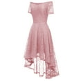 thumbnail image 2 of Homenesgenics Summer Dresses for Women under $10 Ladies Vintage Princess Floral Lace Cocktail Dress off Shoulder Party Wedding Dress formal Dress Pink XL, 2 of 4