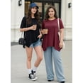 thumbnail image 5 of MOYIKO Women's Short Sleeve Swing T-Shirt Flowy Asymmetrical Hem Tee Loose Fit Casual Tops, 5 of 7