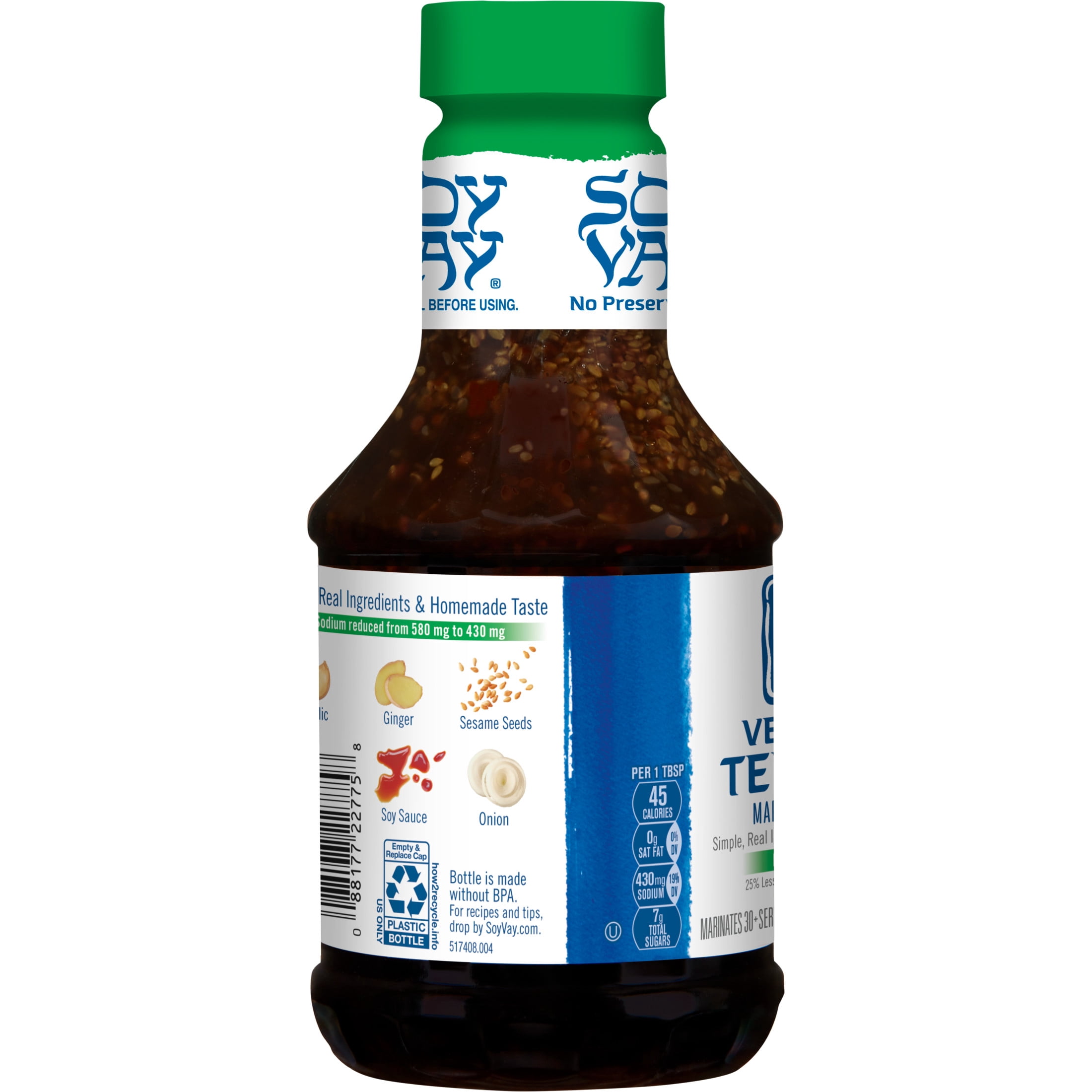 (3 pack) Soy Vay Less Sodium Veri Veri Teriyaki Marinade and Sauce, 21 oz Bottle