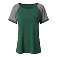 thumbnail image 3 of tklpehg Womens Tops Dressy Casual Short Sleeve T Shirts Fashion Crew Neck Tops Basic Summer Plain Colored Loose Fit Lightweight Blouse Shirt Green 14(XXXL), 3 of 9