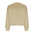 thumbnail image 2 of kpoplk Womens Crew Neck Color Block/Solid Sweatshirts Tops Long Sleeve Casual Pullover Cute Lightweight Loose Tops(Beige,XL), 2 of 6