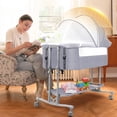 thumbnail image 3 of Babyeap Baby Bassinet Bedside Sleeper Bassinet for 0–5 Months Infants, Unisex, Light Grey, 3 of 11