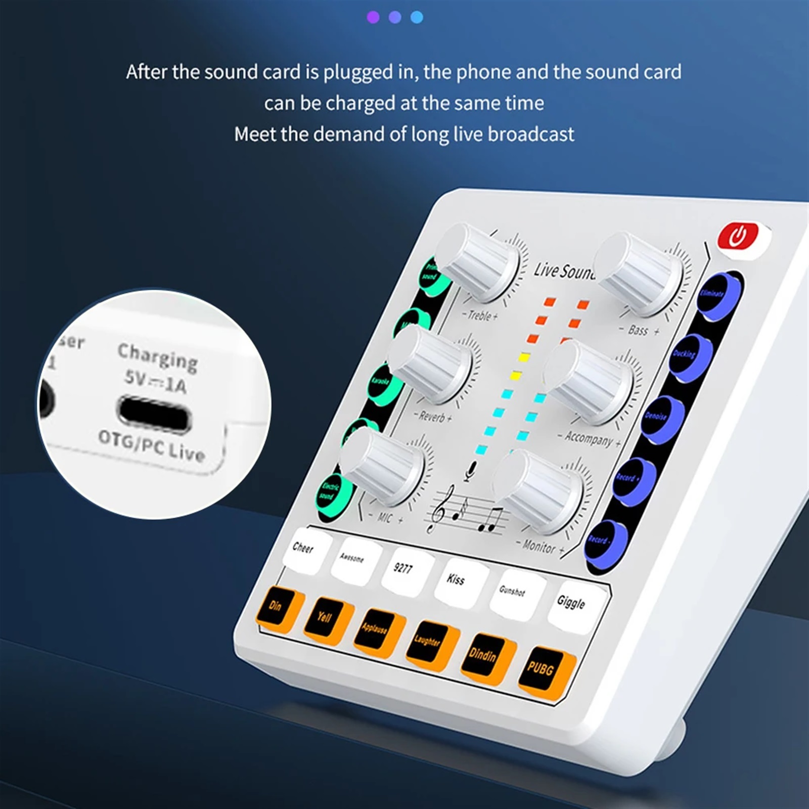 Wireless 2 Channels 12 Effects Home KTV For Streaming Noise Reduction Gaming Audio Mixer Voice Change Live Sound Card Computer ,Easy to Operate